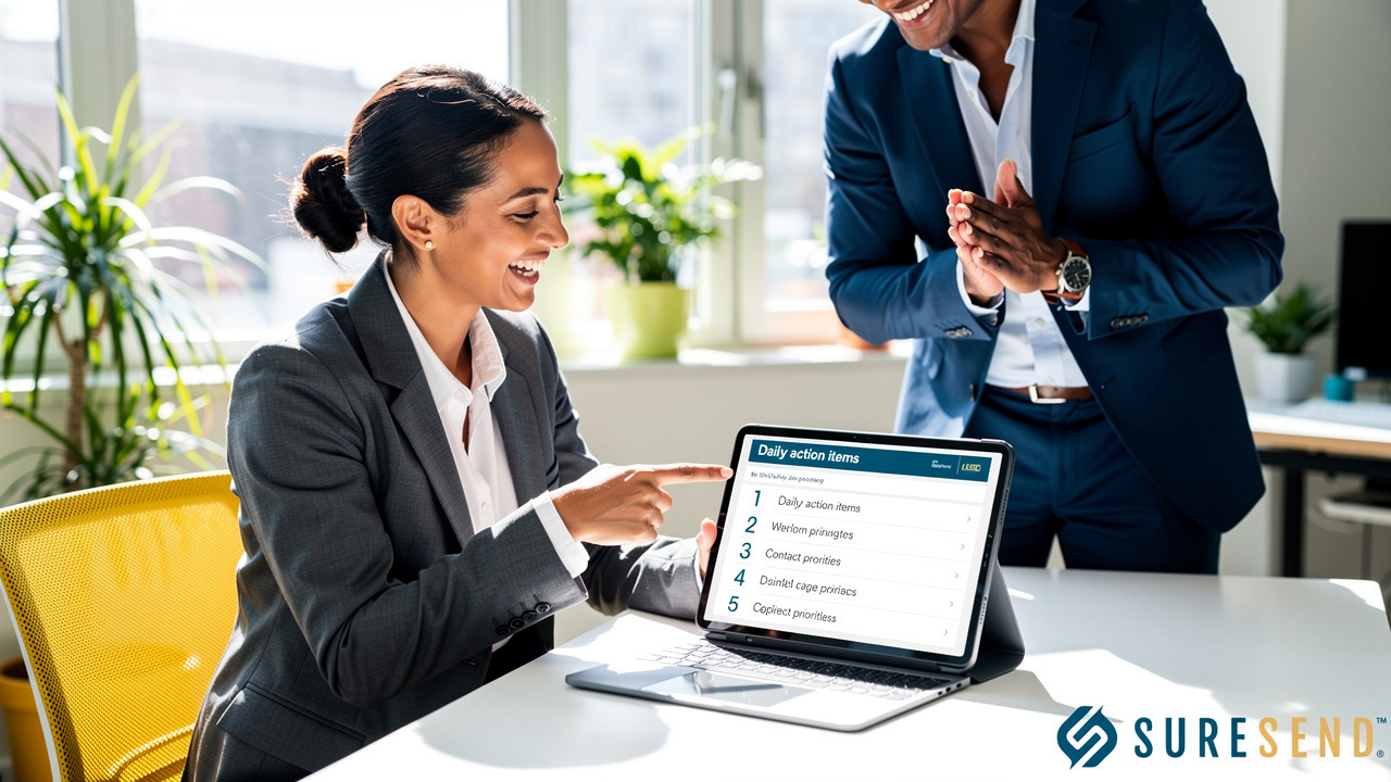 Manager reviewing AI-generated daily sales action plan