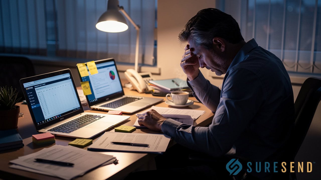 Frustrated loan officer overwhelmed by too many tools