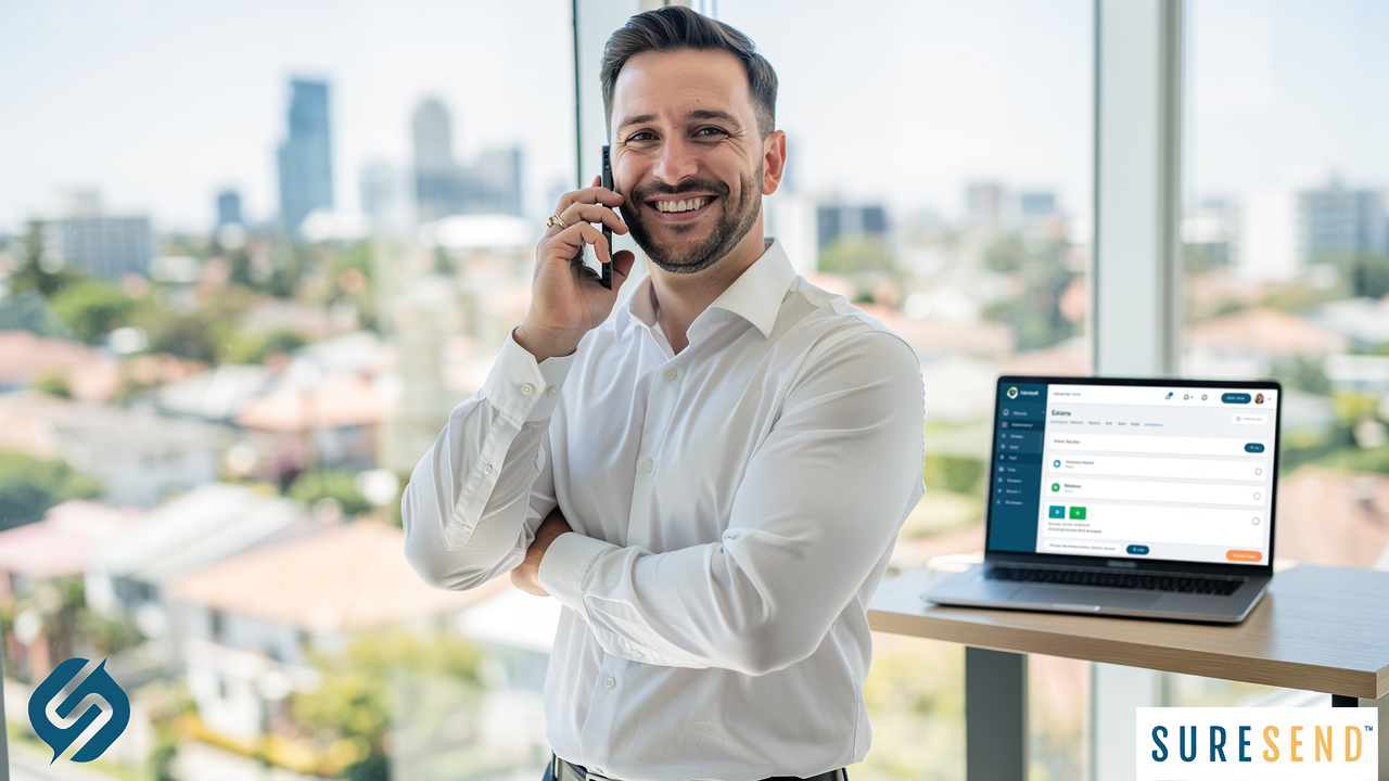 Real estate agent making a follow-up call using CRM daily action list
