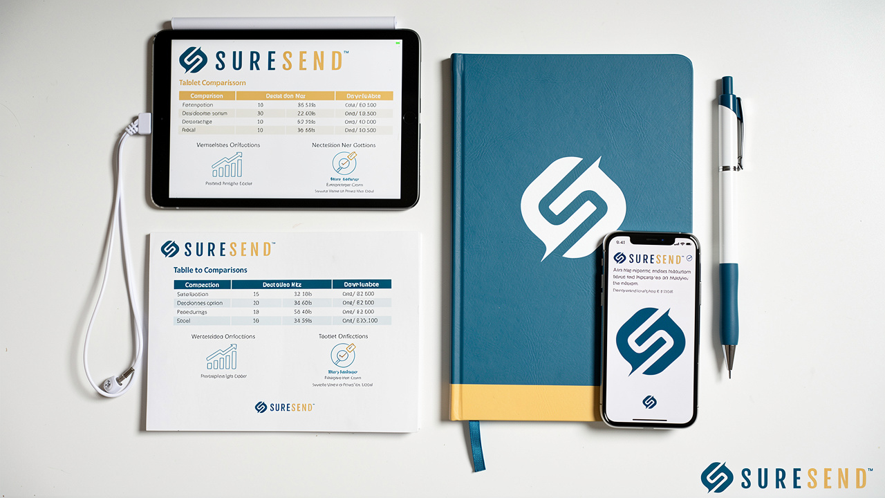 CRM feature comparison chart displayed on tablet for real estate teams