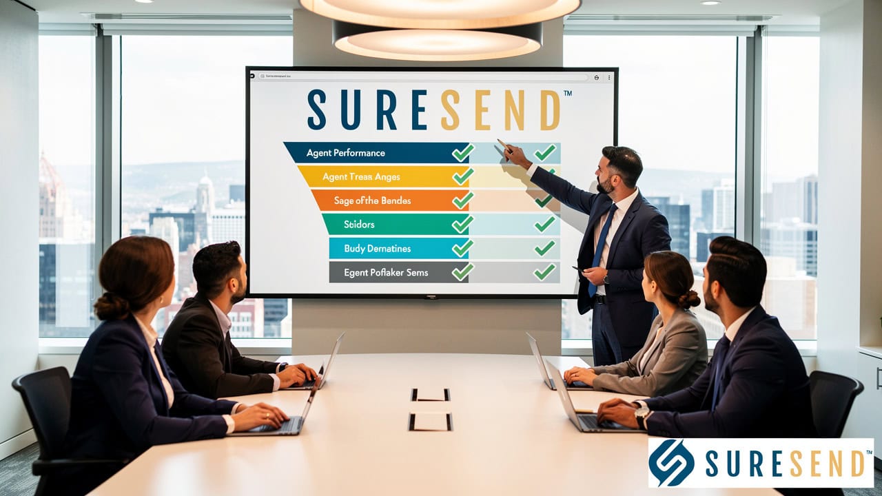 Real estate team leader conducting weekly CRM pipeline review meeting