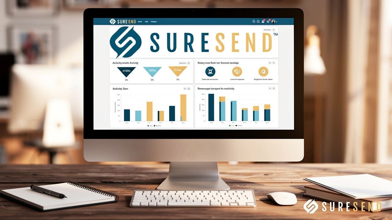 Dashboard screen comparing sales performance and activity metrics