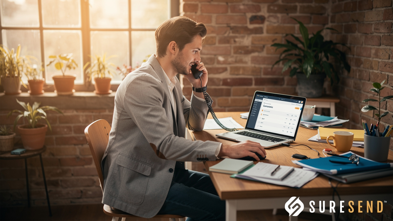 Small business owner managing leads and calls