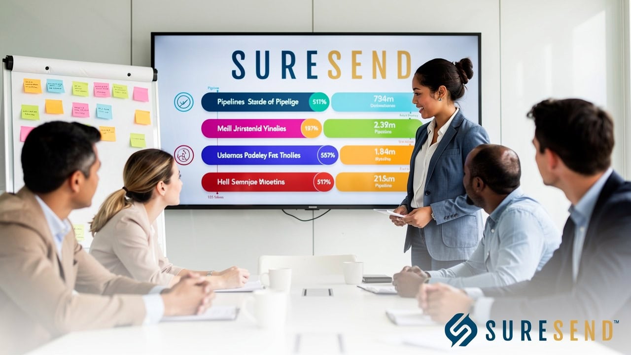 Team comparing CRM platform options in meeting room