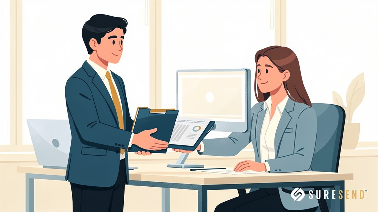 Team member handling transition of client data and responsibilities