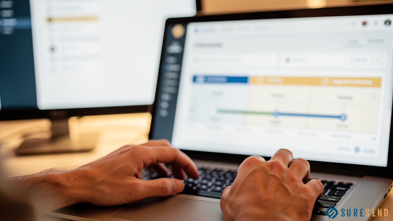 Hands working with CRM automation and candidate workflow stages