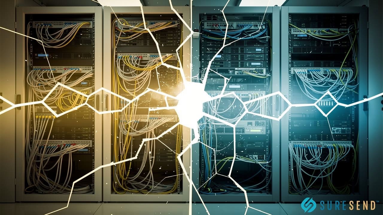 Two separate database systems with broken data sync between them