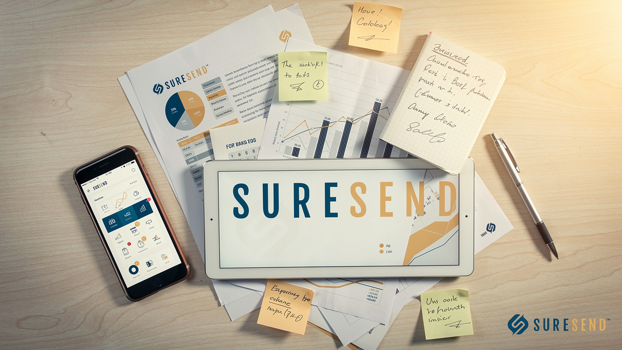 Scattered business tools and sticky notes representing disorganized contact management