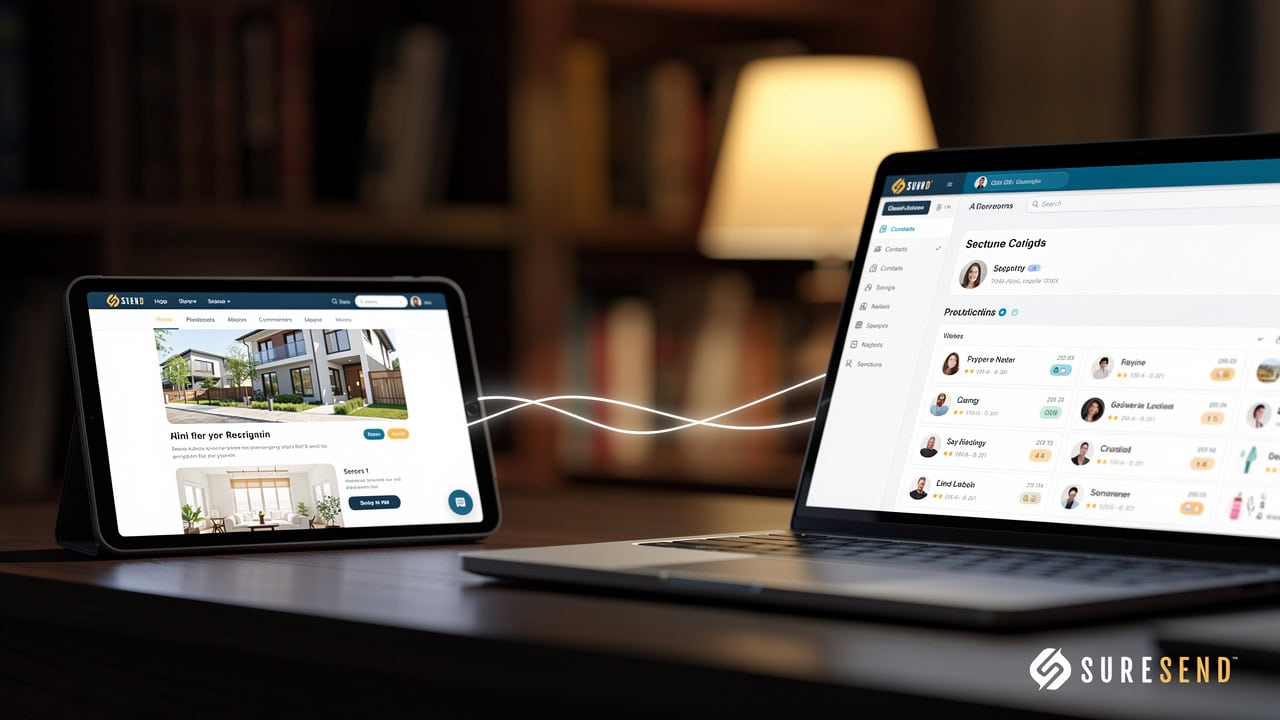 IDX website connected to real estate CRM platform on devices
