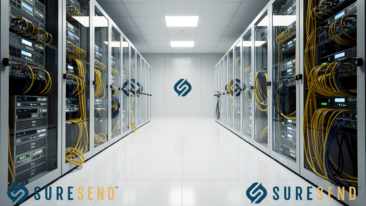 Professional data center with secure servers and backup infrastructure