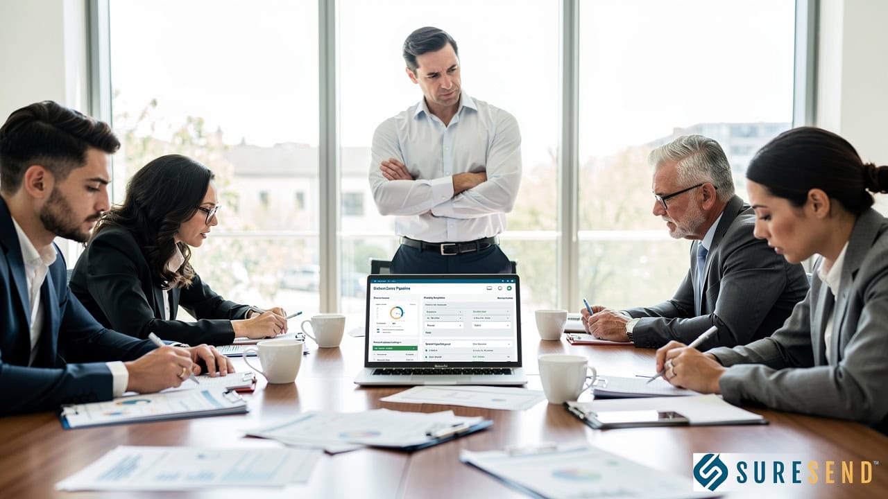 Sales team reviewing incomplete pipeline reports from disconnected systems
