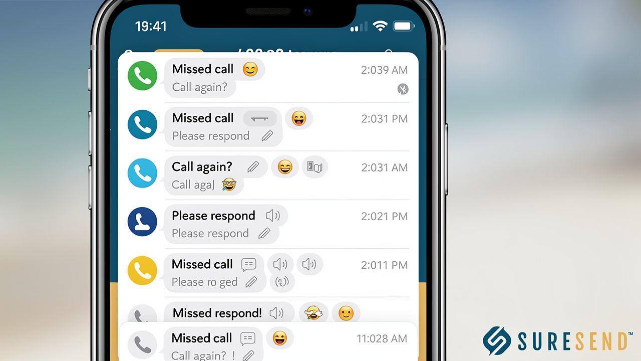 Phone showing timeline of unanswered messages