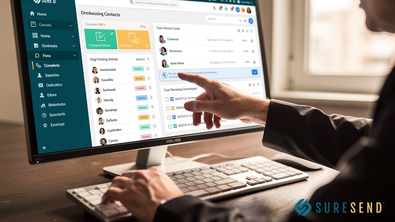 Agent managing contacts and transactions in CRM interface